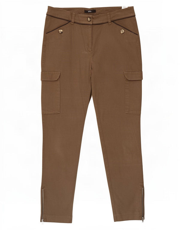 Calça cargo feminina Marks & Spencer Slim UK 12 médio W30 L27 cáqui