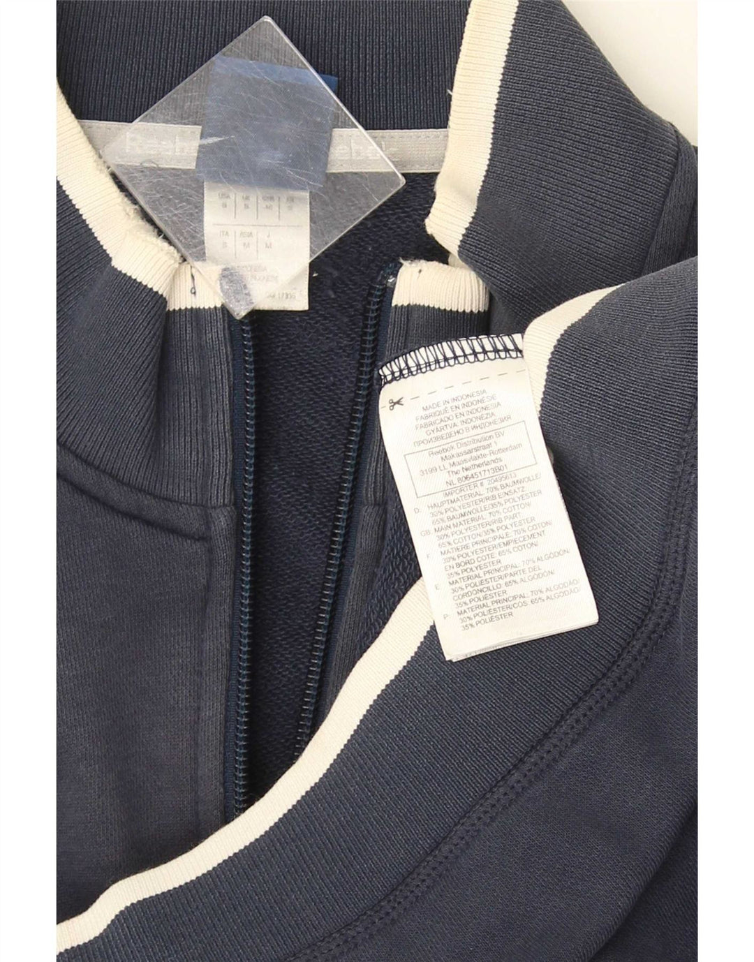 Reebok Mens Tracksuit Top Jacket Pequeno Algodão Azul Marinho