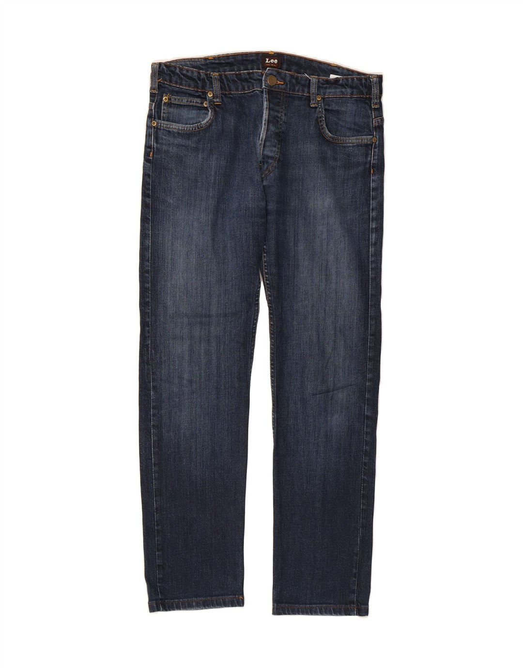 Calça jeans feminina LEE Powell Straight W34 L30 azul marinho algodão