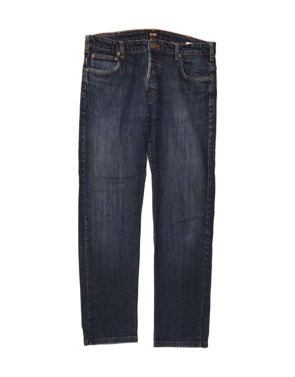 Calça jeans feminina LEE Powell Straight W34 L30 azul marinho algodão