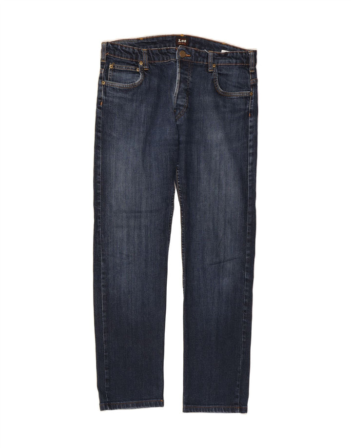 Calça jeans feminina LEE Powell Straight W34 L30 azul marinho algodão
