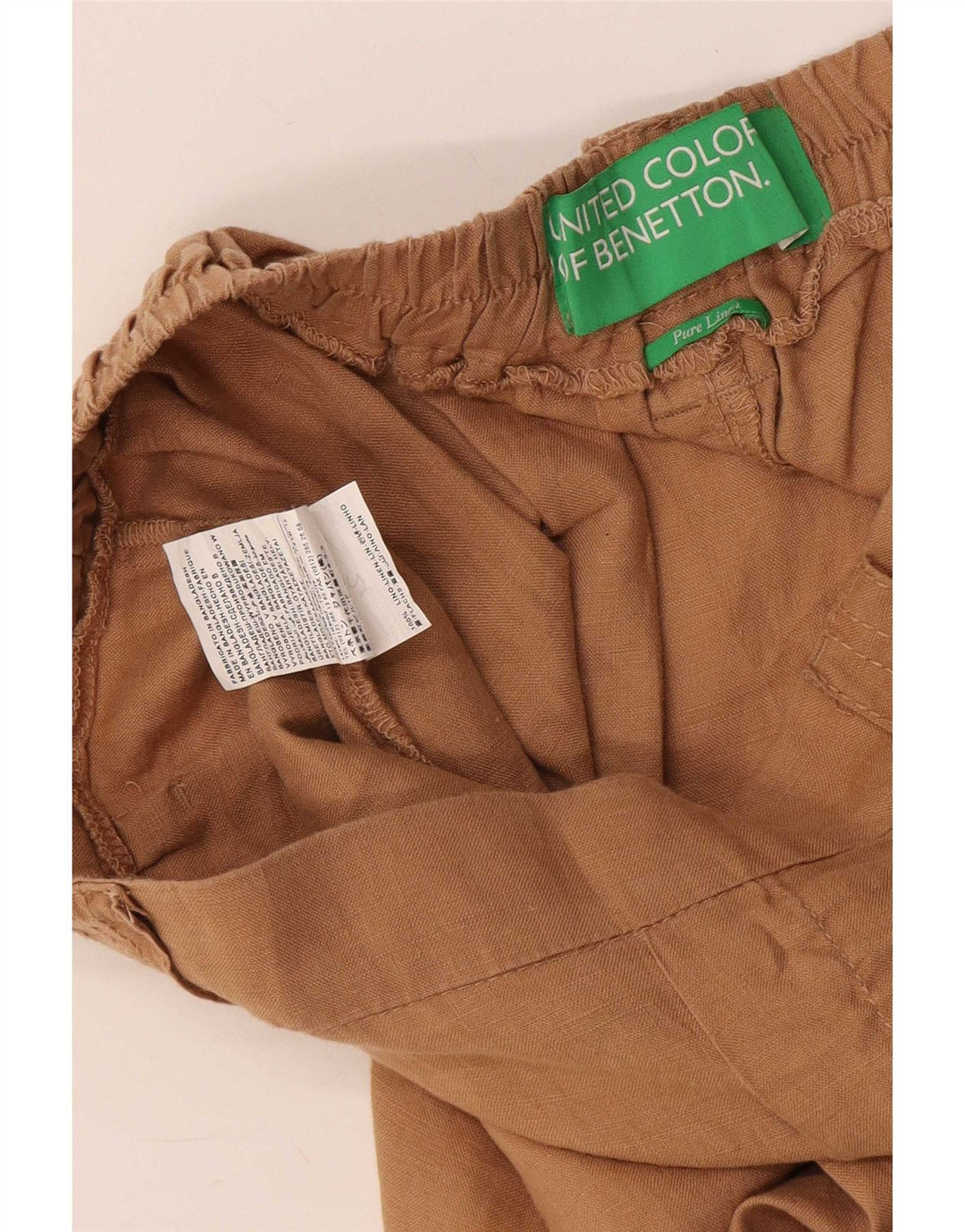 Shorts feminino Benetton Pegged casual médio W32 linho bege