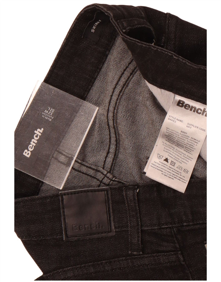Bench Mens Skinny Jeans W32 L32 Algodão Preto