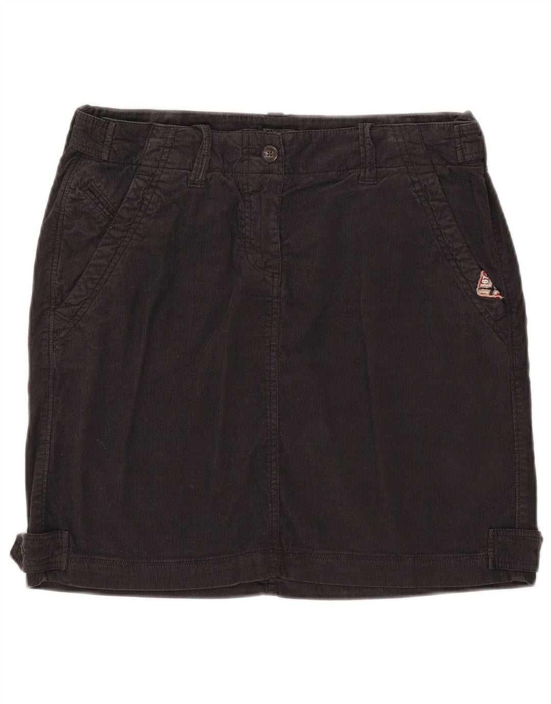 Saia feminina de veludo geográfico NAPAPIJRI IT 44 médio W32 algodão preto