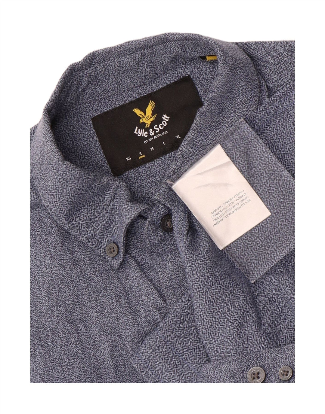 Camisa masculina Lyle & Scott pequena azul algodão