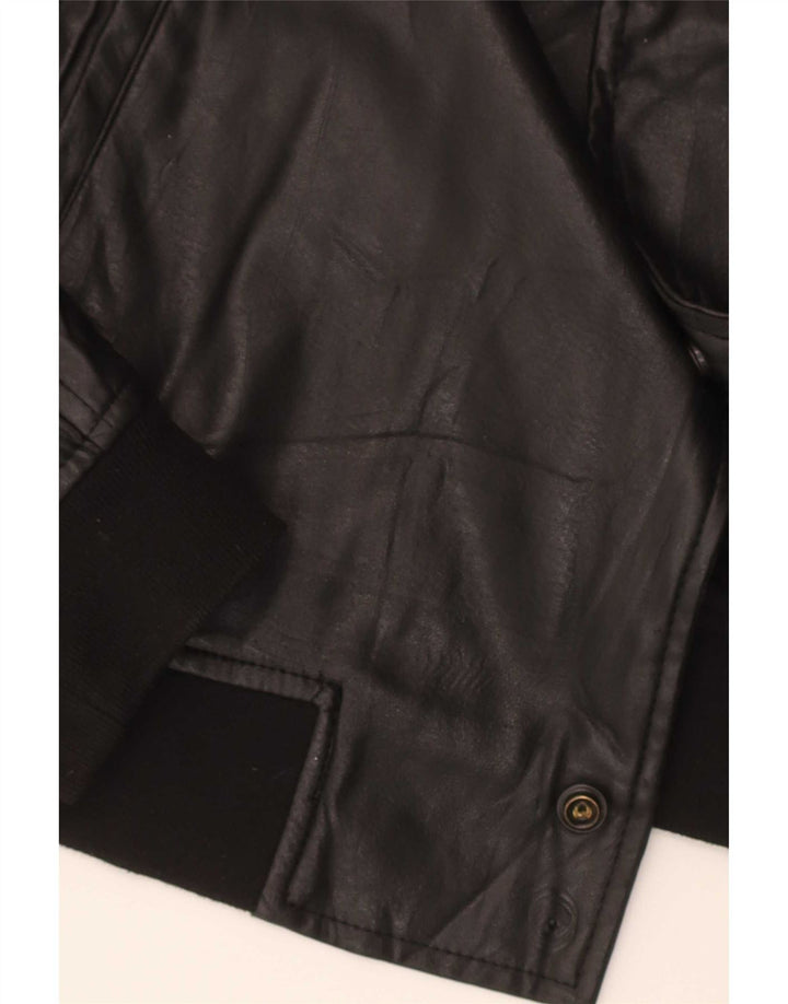 Jaqueta bomber masculina Zara de couro sintético Reino Unido 38 poliéster preto médio