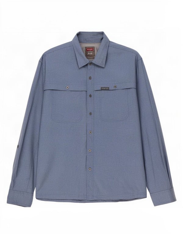 Wrangler Mens Regular Fit Shirt XL Blue Polyester