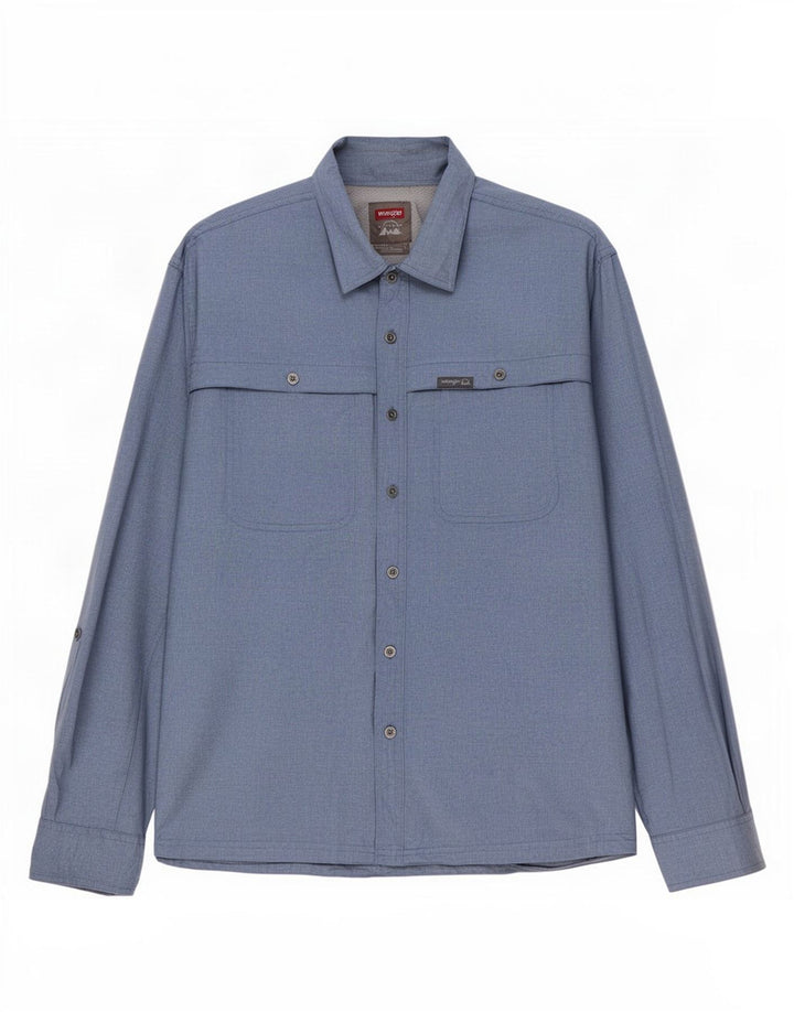 Camisa masculina Wrangler Regular Fit XL azul poliéster