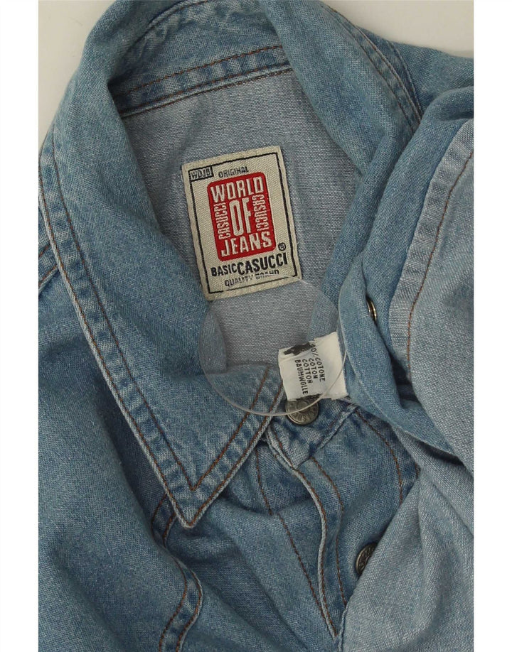 Camisa jeans masculina Casucci de algodão azul médio