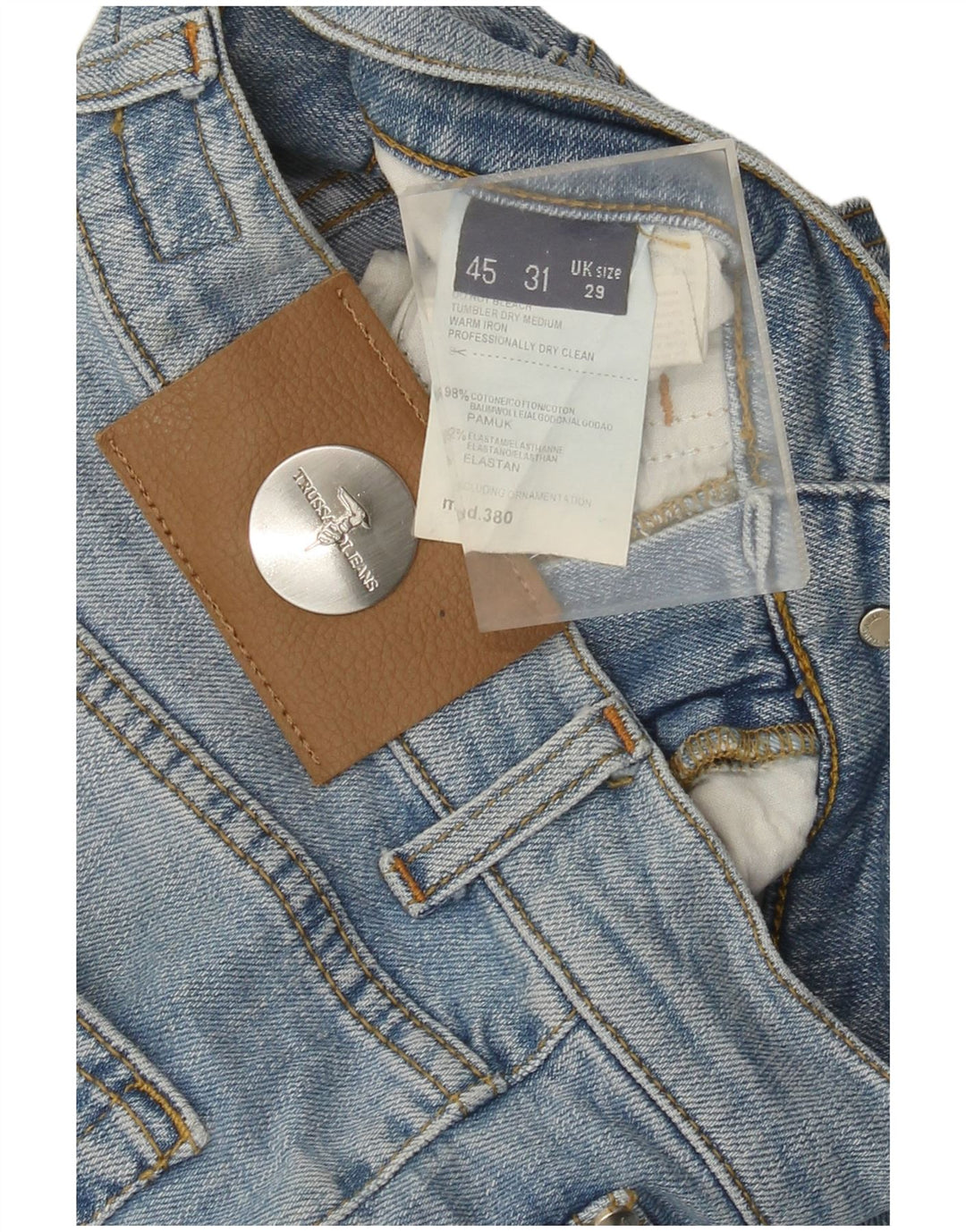 Jeans retos femininos Trussardi W29 L31 algodão azul