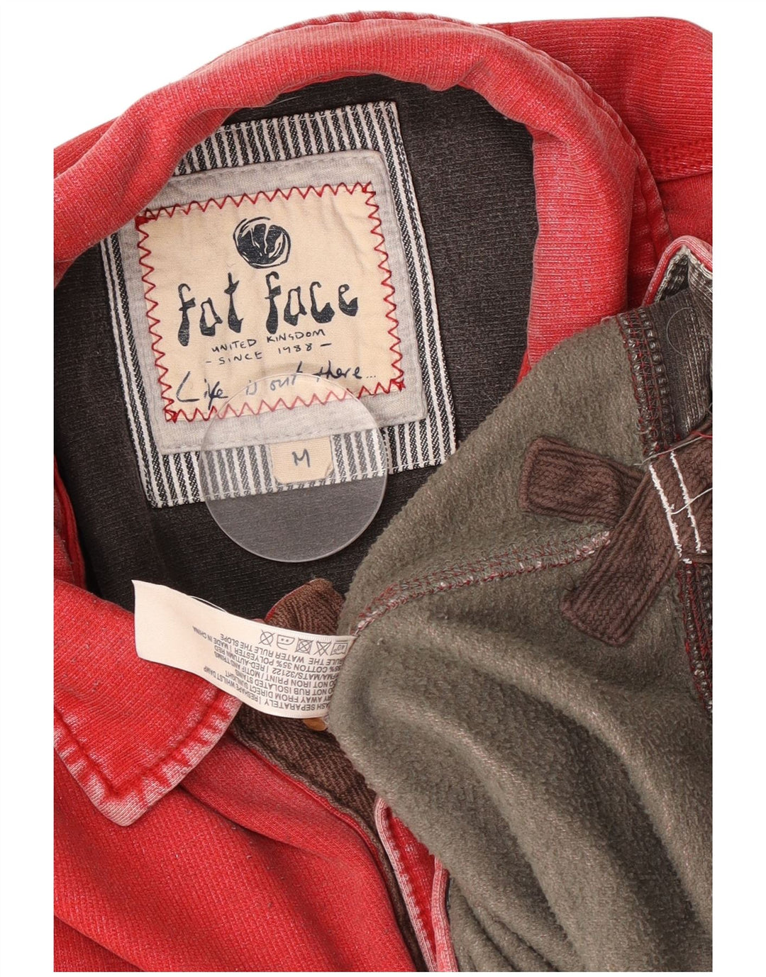 Fat Face Mens Polo Neck Moletom Jumper Médio Algodão Vermelho