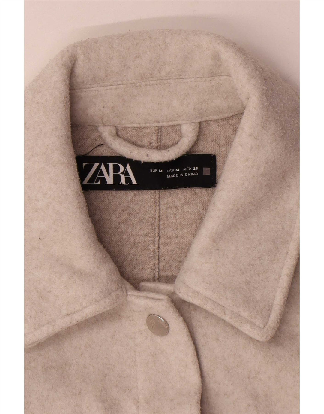Zara Womens Shacket Jacket UK 14 Médio Bege Poliéster