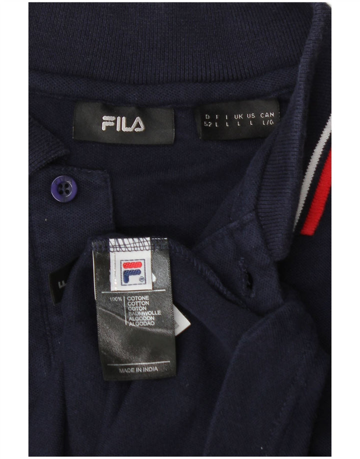 Camisa polo masculina FILA grande algodão azul marinho