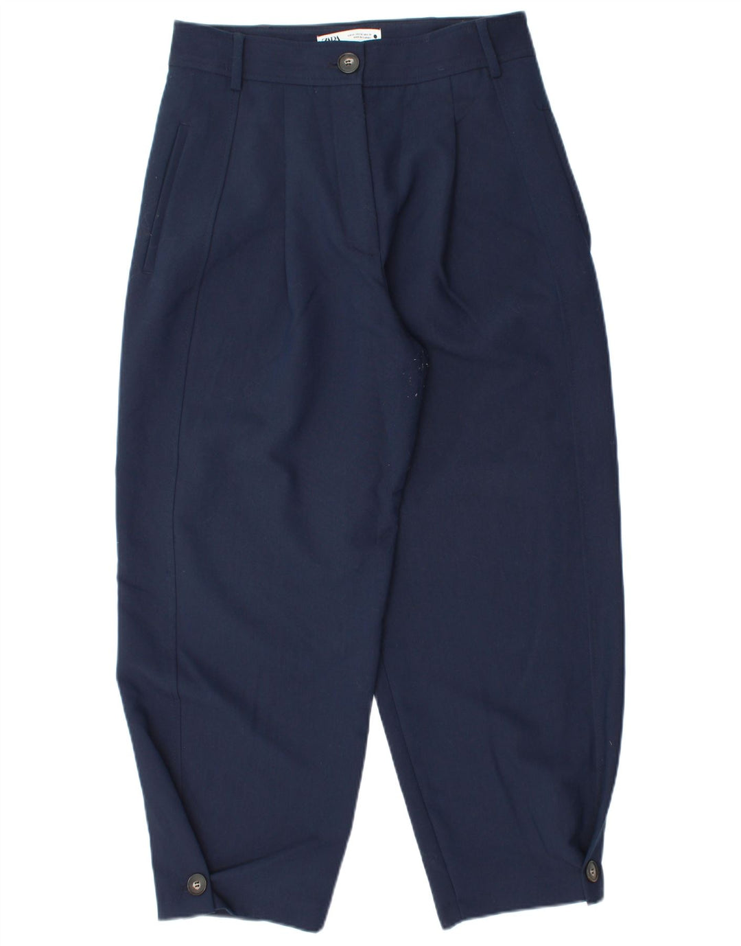 Calça Chino Feminina Zara Pegged Médio W28 L26 Azul Marinho Poliéster