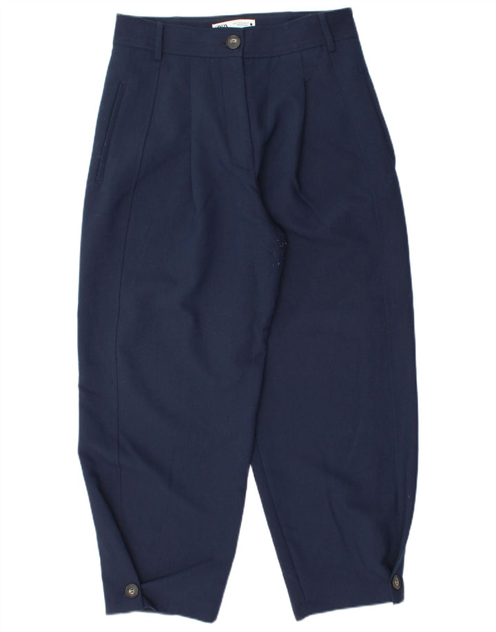 Calça Chino Feminina Zara Pegged Médio W28 L26 Azul Marinho Poliéster