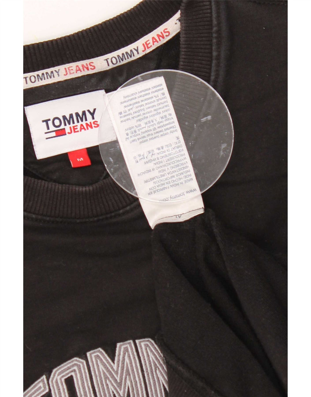 Tommy Hilfiger moletom gráfico masculino jumper médio algodão preto
