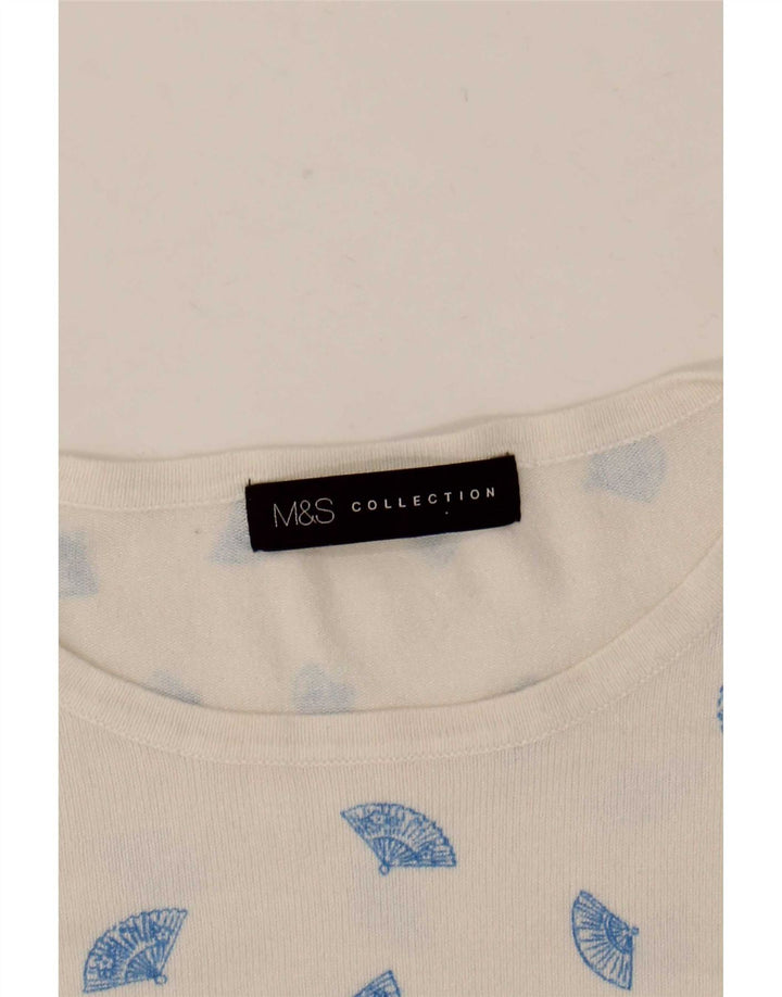 Suéter feminino Marks & Spencer com estampa abstrata e gola canoa Reino Unido 12 Medi