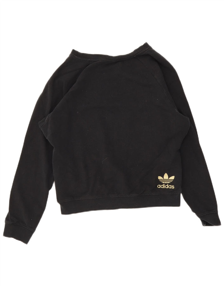 Adidas feminino gráfico moletom jumper reino unido 14 médio algodão preto