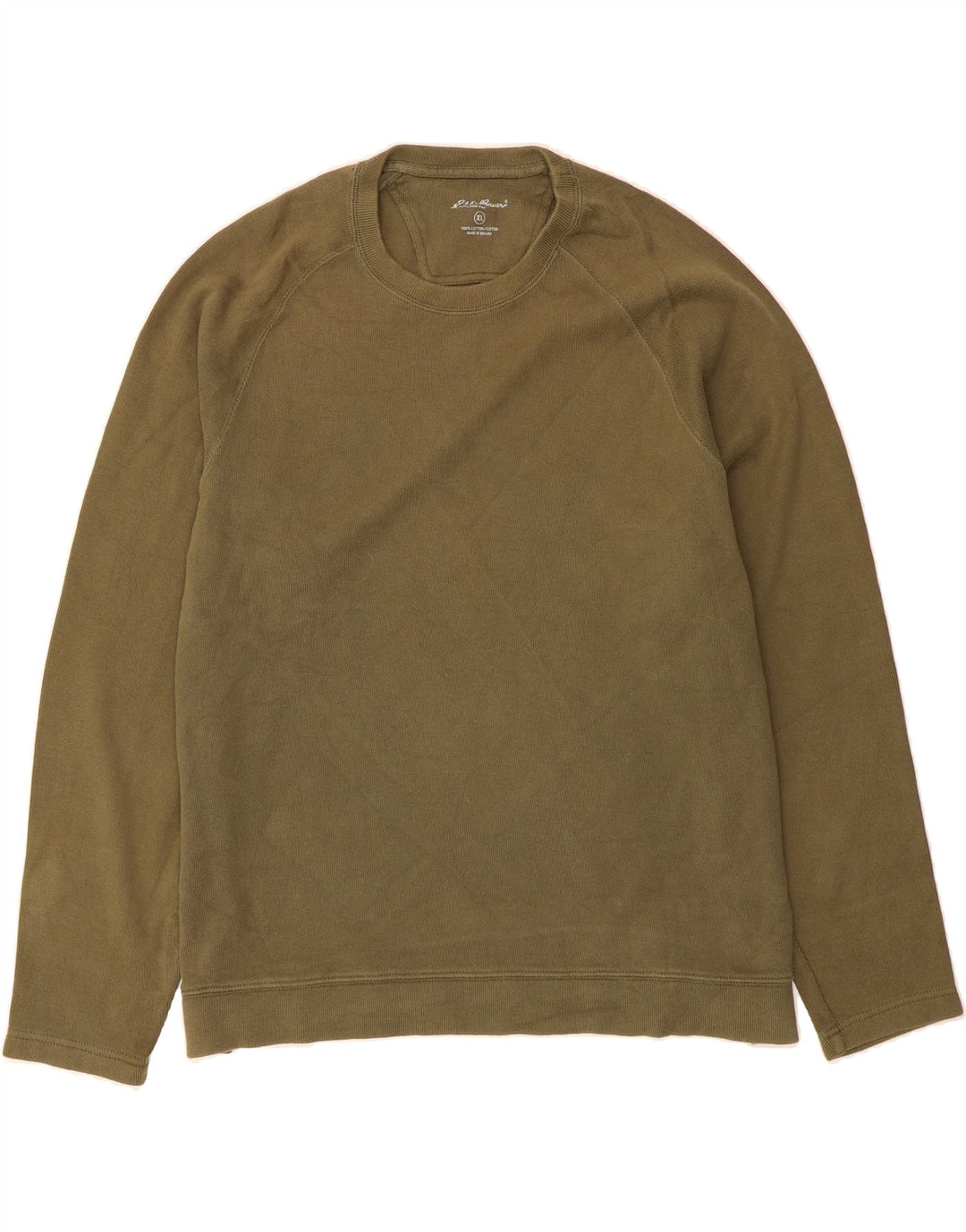 EDDIE BAUER Mens Crew Neck Jumper Sweater XL Khaki Cotton Vintage Eddie Bauer and Second-Hand Eddie Bauer from Messina Hembry 