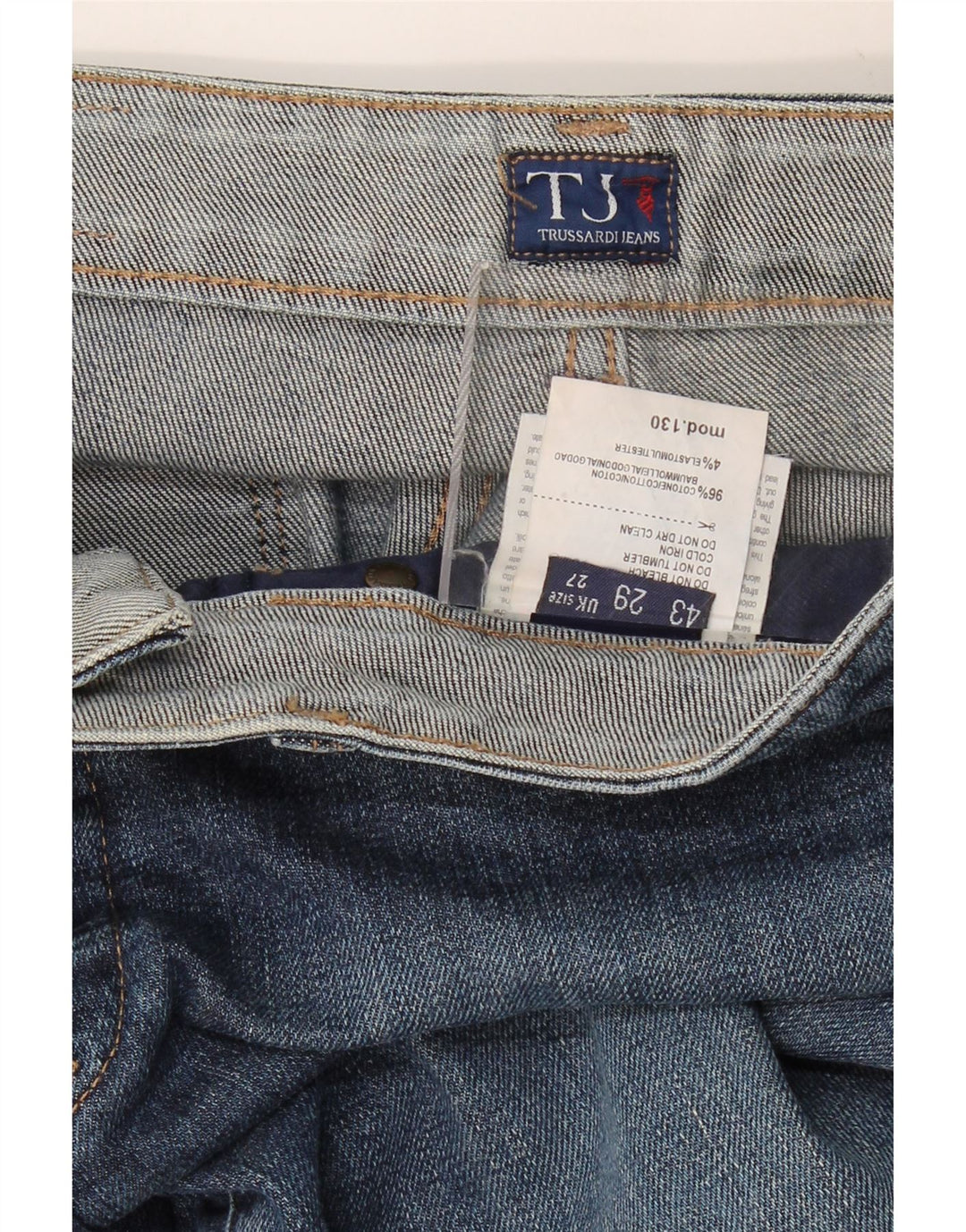 Jeans retos femininos TRUSSARDI W29 L29 algodão azul