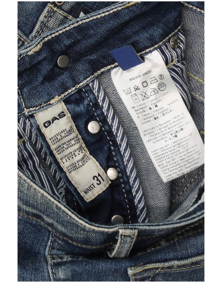 Shorts jeans masculino Gas W31 algodão azul médio
