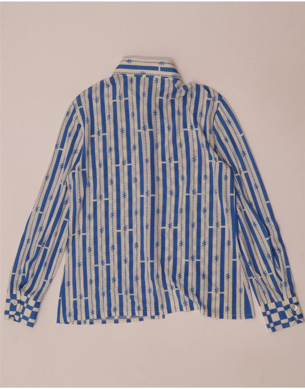 Blusa feminina vintage UK 12 poliacrílico geométrico azul médio