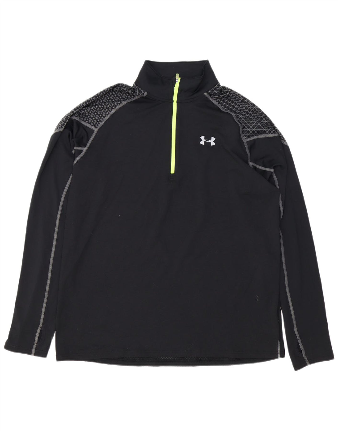 UNDER ARMOUR Mens Cold Gear Zip Neck Pulôver Treino Top XL Preto