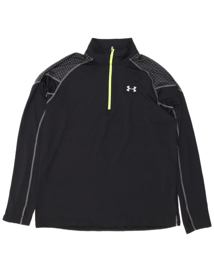 UNDER ARMOUR Mens Cold Gear Zip Neck Pulôver Treino Top XL Preto