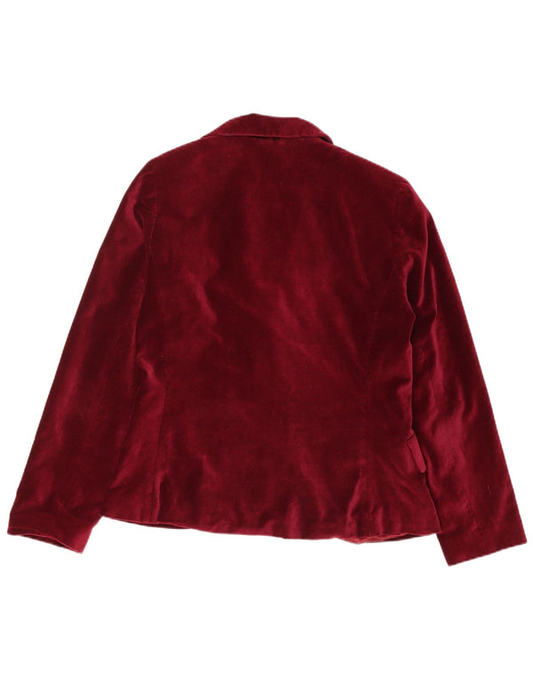 Revestimento aberto do blazer de veludo das mulheres do vintage 40 algodão pequeno de Borgonha