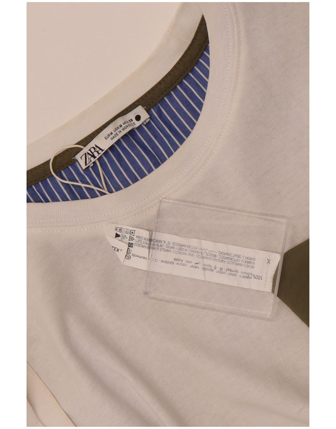 Blusa oversized feminina Zara UK 14 algodão colorblock branco médio