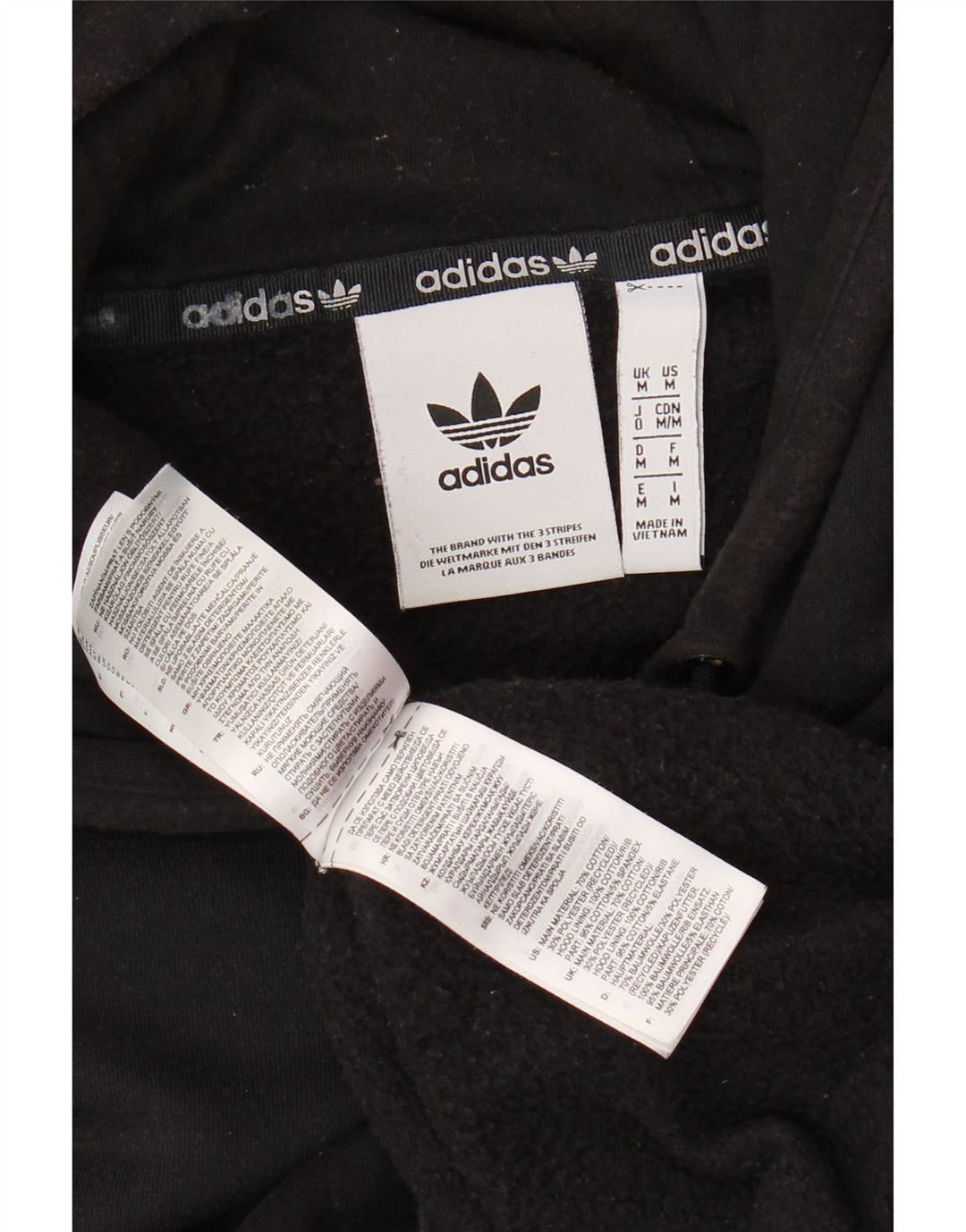 ADIDAS Mens Hoodie Jumper Médio Algodão Preto