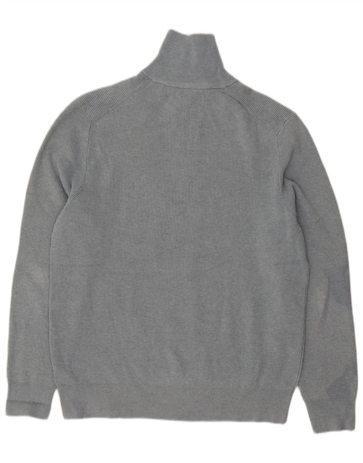 Suéter masculino Marks & Spencer com zíper e gola grande poliéster azul