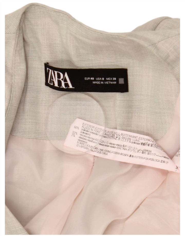 Jaqueta blazer feminina ZARA com 1 botão EU 40 poliéster xadrez cinza médio