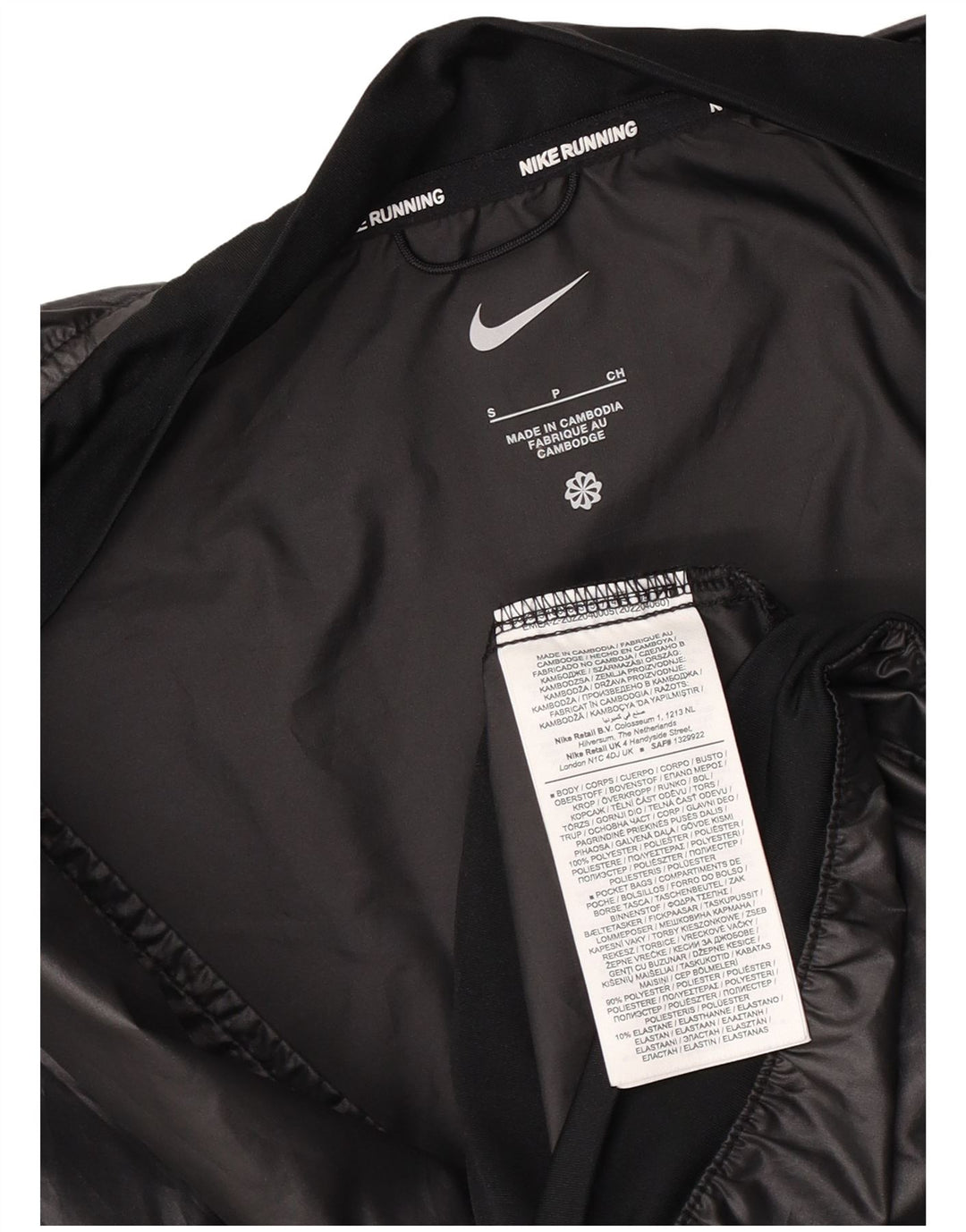 Jaqueta de chuva feminina Nike Running Graphic UK 10 pequena preta colorblock