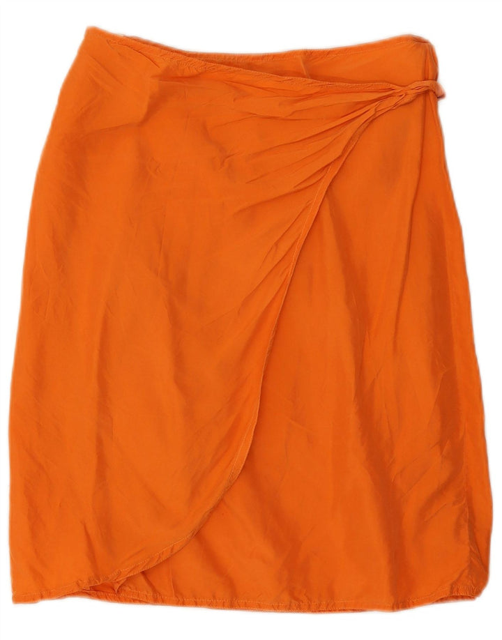 Saia feminina vintage média W28 seda laranja