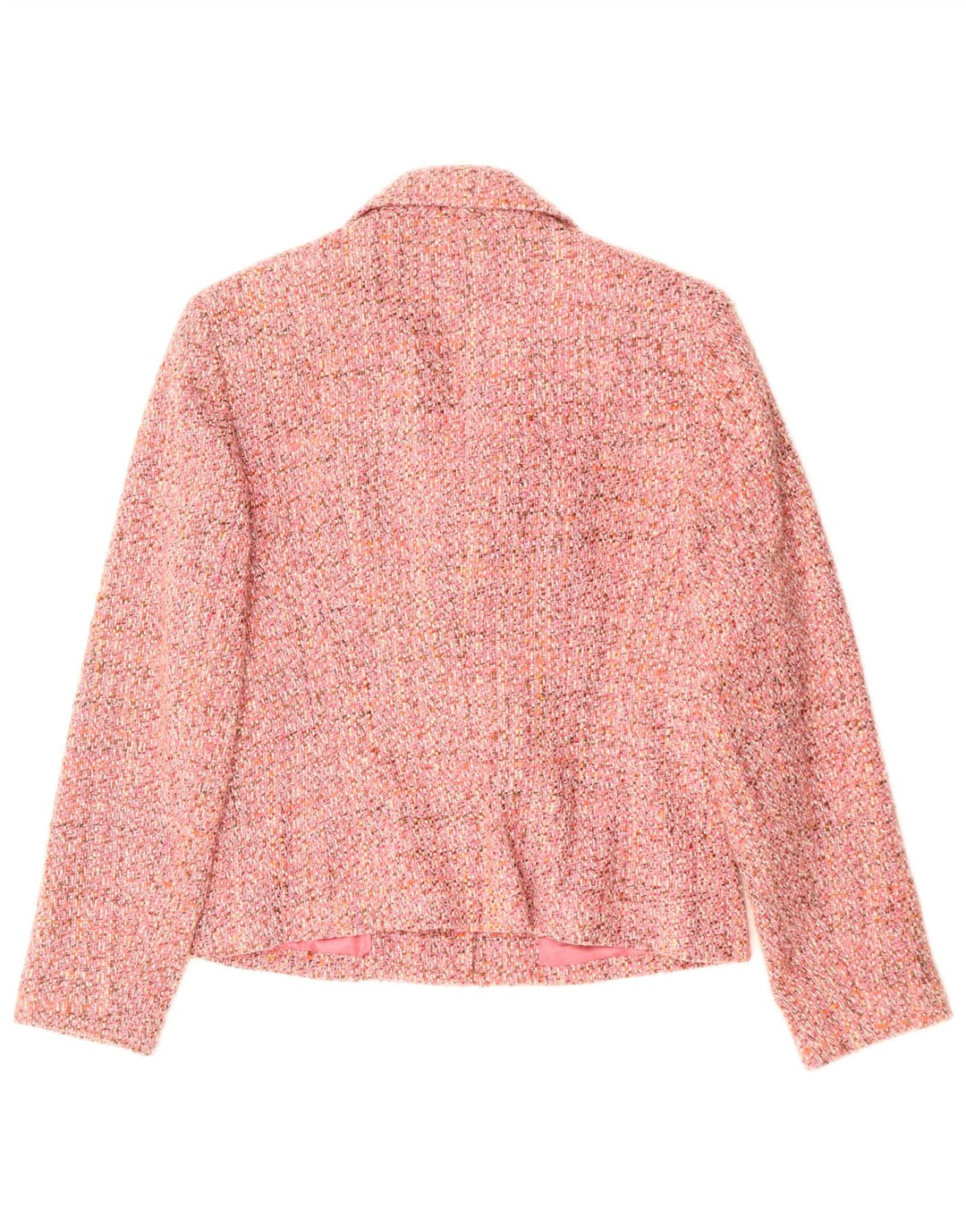 Jaqueta blazer feminina de 3 botões TALBOTS US 8 acrílico manchado rosa médio