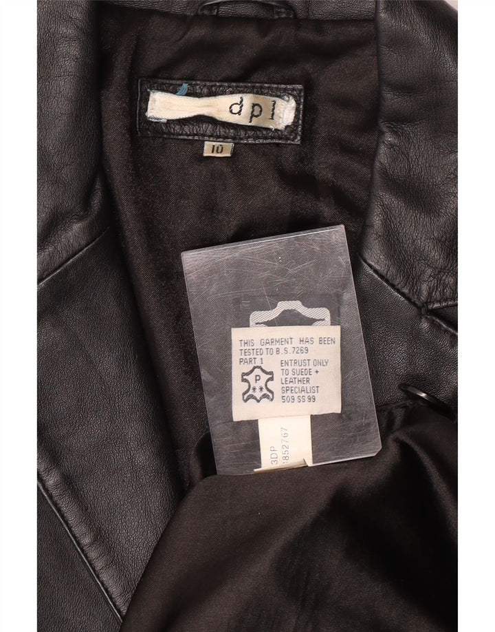 Casaco de couro feminino DPL UK 10 pequeno couro preto