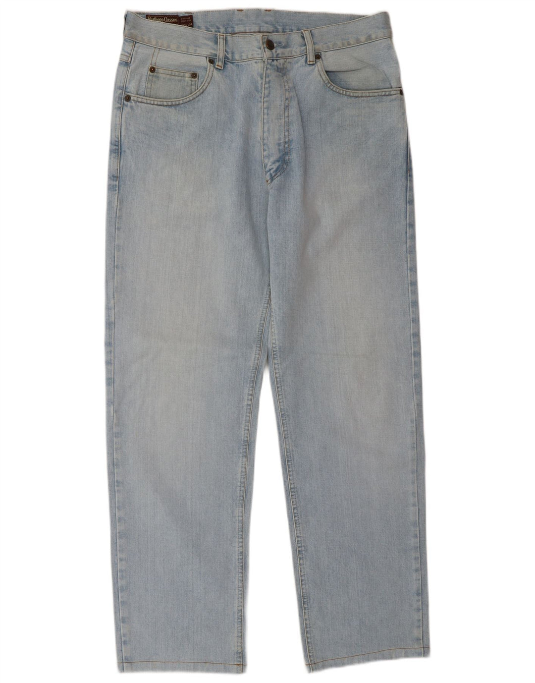 Marlboro Classics Mens Straight Jeans W33 L34 Azul Algodão