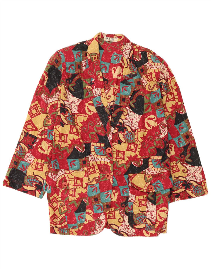 Blazer feminino vintage com padrão abstrato IT 42 bloco colorido vermelho médio