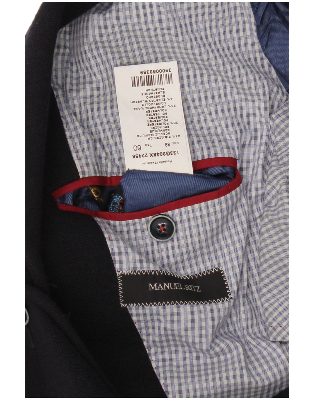 Jaqueta Blazer Masculina Manuel Ritz com 3 Botões IT 60 5XL Azul Marinho Acrílico