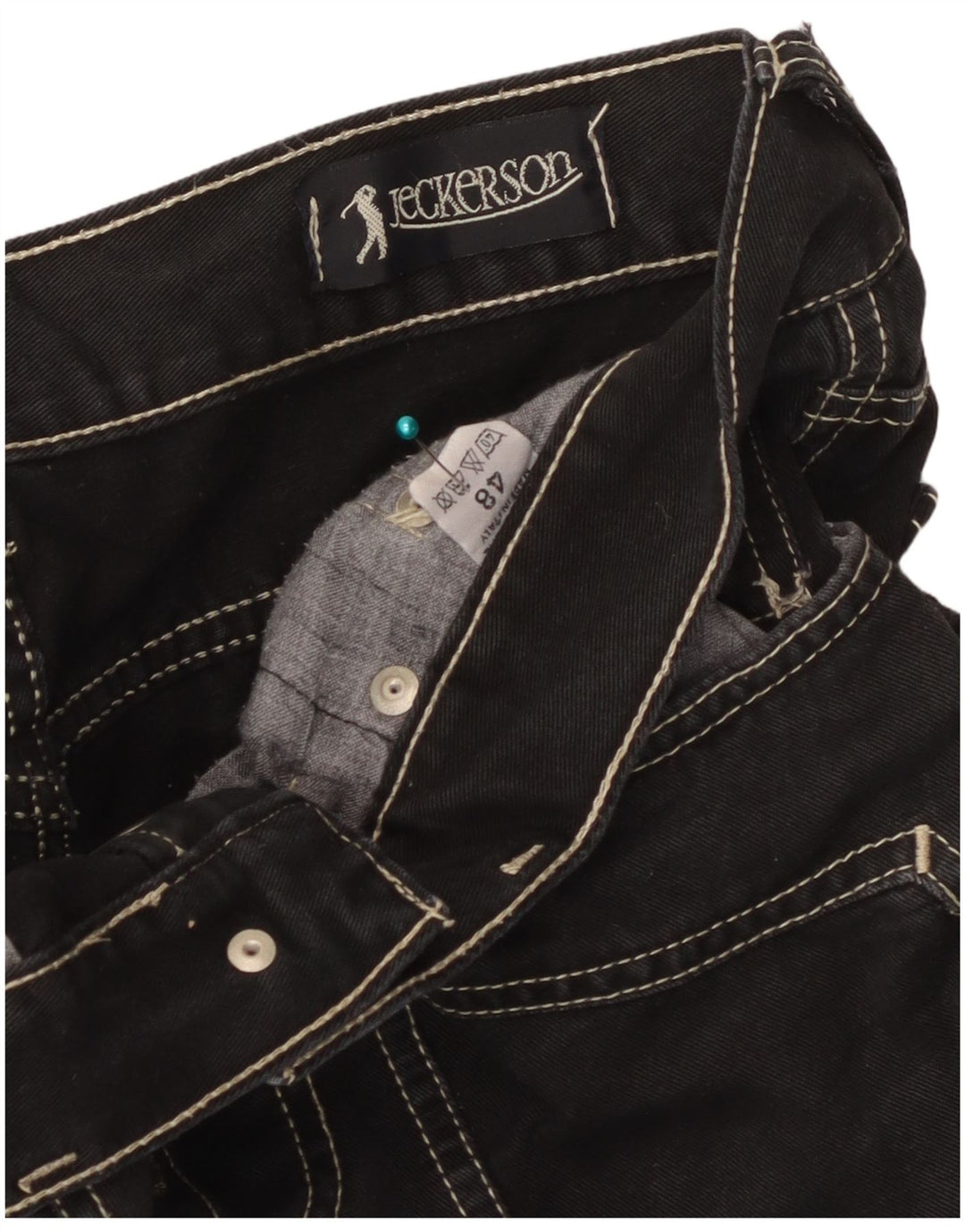 Jeckerson Mens Straight Jeans IT 48 Médio W32 L32 Algodão Preto