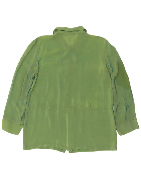Blusa feminina vintage UK 16 grande verde floral