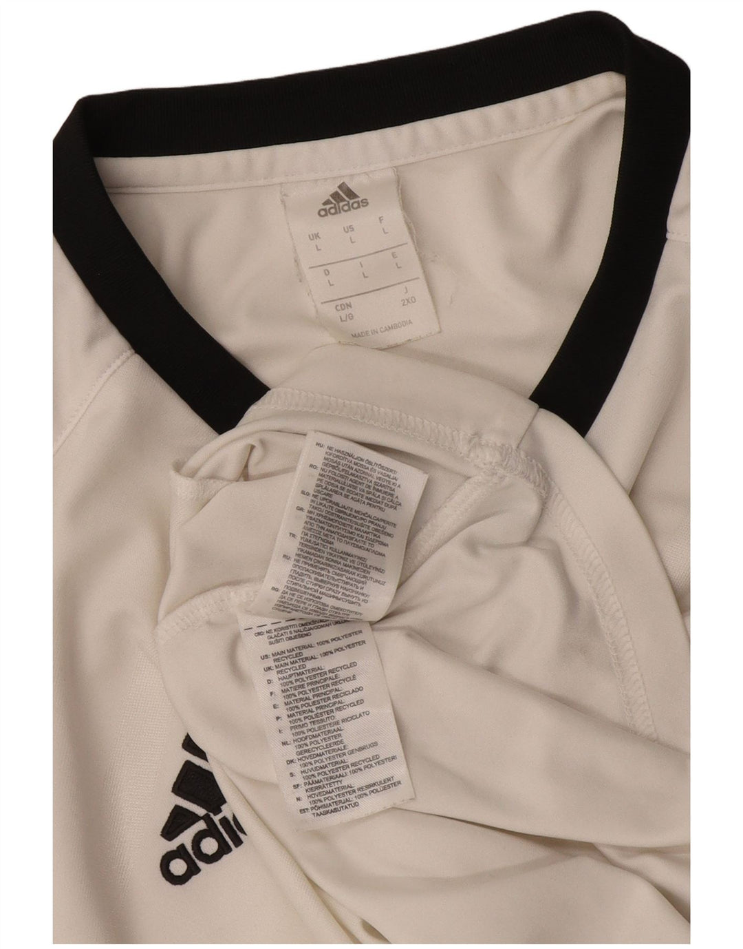 Adidas Camiseta Feminina Top Grande Branco Colorblock Poliéster