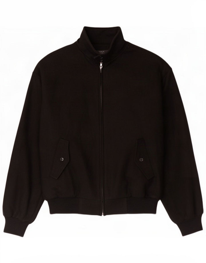 Vintage Mens Bomber Jacket UK 40 Large Black Wool