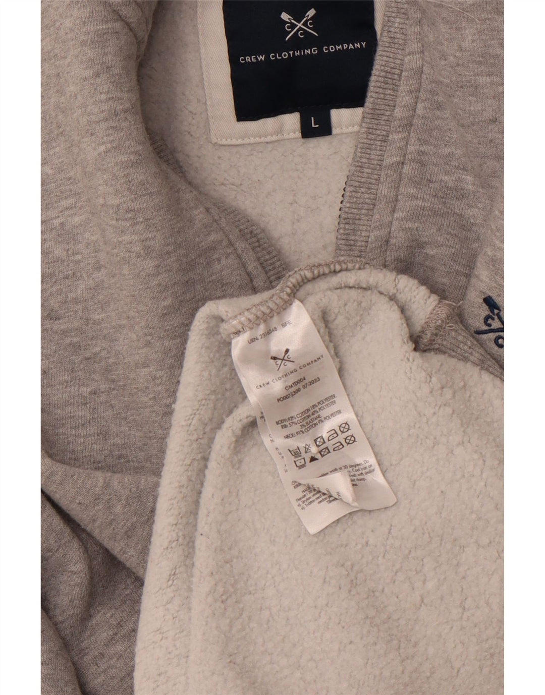 CREW CLOTHING Suéter masculino com gola e zíper grande algodão cinza