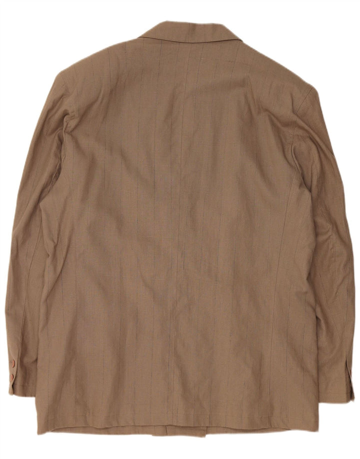 Jaqueta blazer masculina VINTAGE com peito duplo EU 56 3XL linho marrom