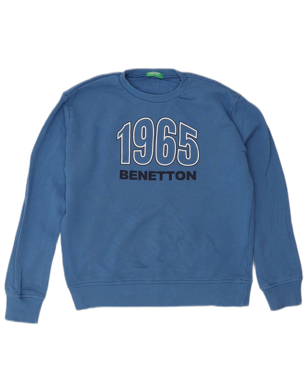 Suéter gráfico Benetton Boys 8-9 anos grande algodão azul