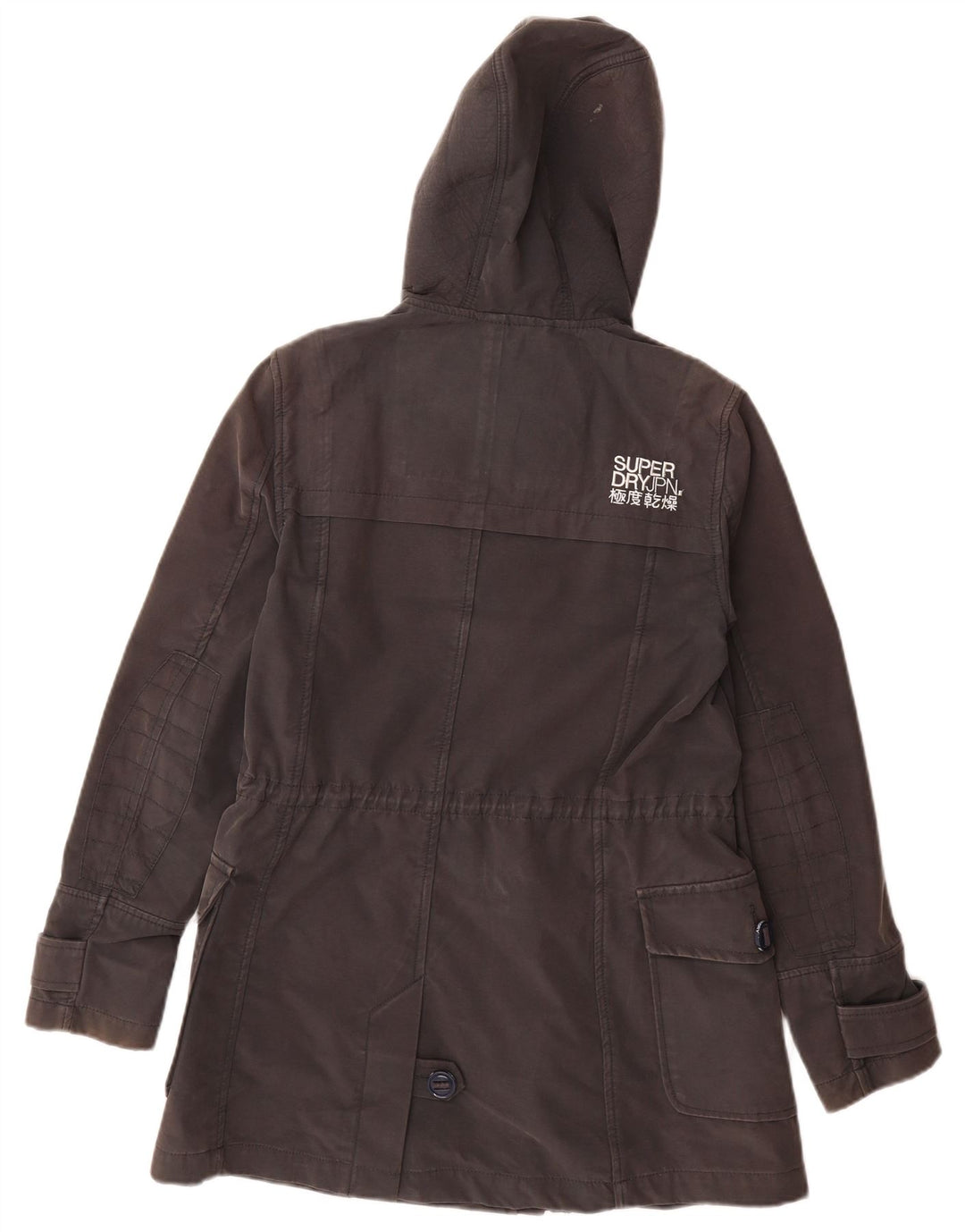Casaco Duffle feminino com capuz SUPERDRY UK 6 XS algodão cinza