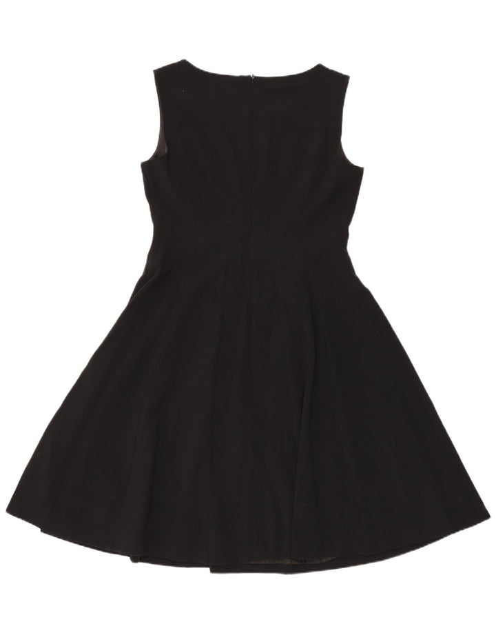 Vestido feminino Marks & Spencer sem mangas evasê UK 12 poliéster preto médio