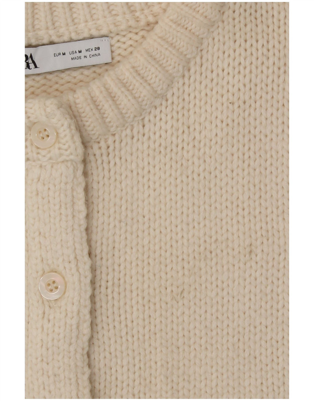 Suéter cardigã feminino Zara UK 12 médio off white poliamida